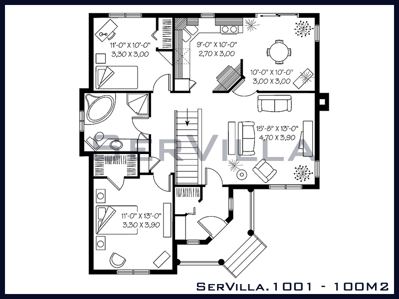 100 m2 Çelik Konstrüksiyon Villa Modeli 1 100 m2 Çelik Konstrüksiyon Villa Modeli 1