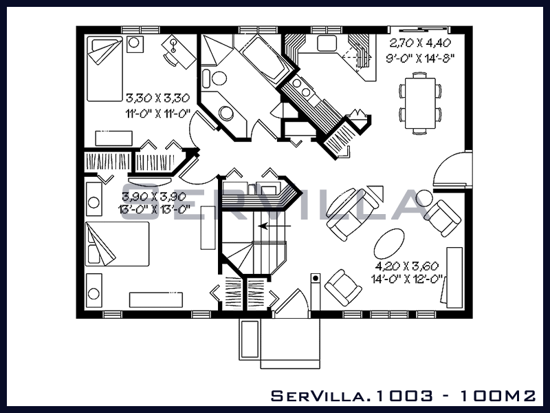 100 m2 Çelik Konstrüksiyon Villa Modeli 3 100 m2 Çelik Konstrüksiyon Villa Modeli 3