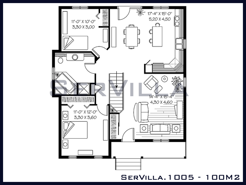 100 m2 Çelik Konstrüksiyon Villa Modeli 5 100 m2 Çelik Konstrüksiyon Villa Modeli 5