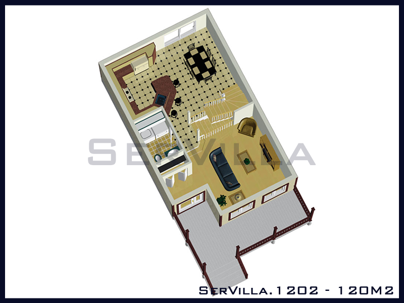 120 m2 Çelik Konstrüksiyon Villa Modeli 2 120 m2 Çelik Konstrüksiyon Villa Modeli 2