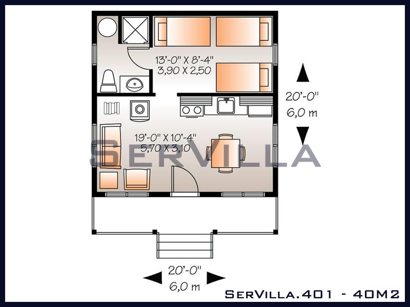 40 m2 Çelik Konstrüksiyon Villa Modeli 1 40 m2 Çelik Konstrüksiyon Villa Modeli 1