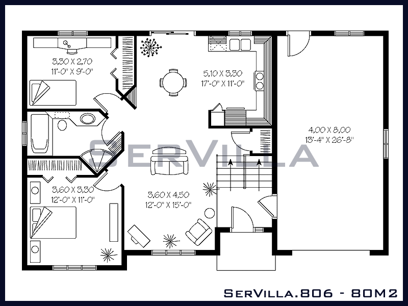 80 m2 Çelik Konstrüksiyon Villa Modeli 6 80 m2 Çelik Konstrüksiyon Villa Modeli 6