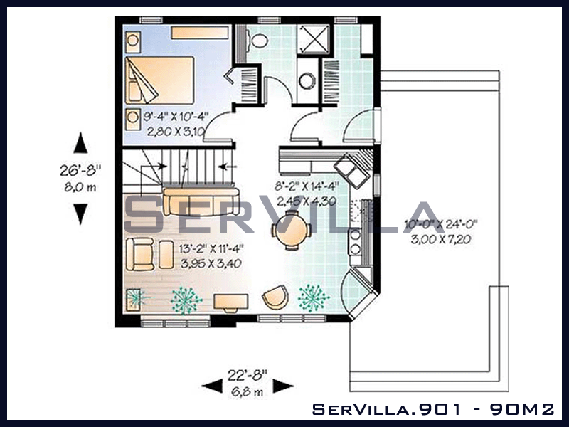 90 m2 Çelik Konstrüksiyon Villa Modeli 1 90 m2 Çelik Konstrüksiyon Villa Modeli 1