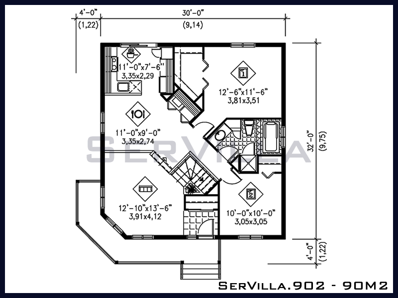 90 m2 Çelik Konstrüksiyon Villa Modeli 2 90 m2 Çelik Konstrüksiyon Villa Modeli 2