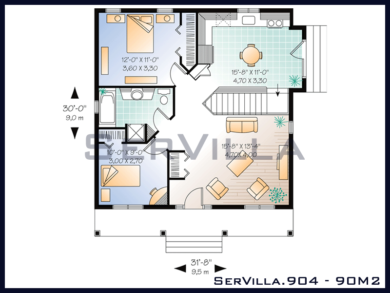 90 m2 Çelik Konstrüksiyon Villa Modeli 4 90 m2 Çelik Konstrüksiyon Villa Modeli 4