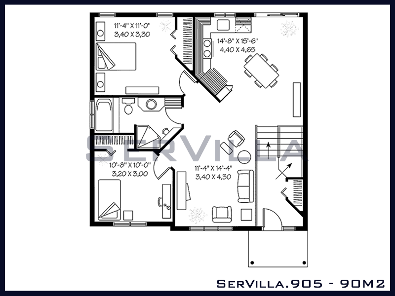 90 m2 Çelik Konstrüksiyon Villa Modeli 5 90 m2 Çelik Konstrüksiyon Villa Modeli 5