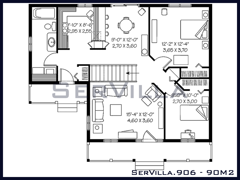 90 m2 Çelik Konstrüksiyon Villa Modeli 6 90 m2 Çelik Konstrüksiyon Villa Modeli 6