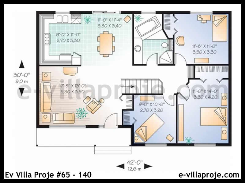 Ev Villa Proje #65 - 140 Çelik Ev Projesi - Görsel 2