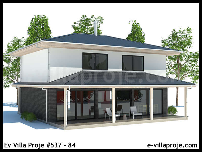 Ev Villa Proje #537 - 84 Çelik Villa Projesi 3D Mimari Tasarımı