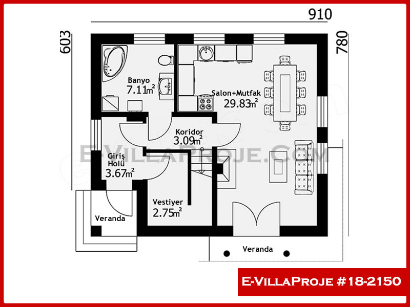 Ev Villa Proje #18 - 2150 Çelik Ev Projesi - Görsel 2