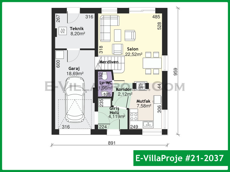 Ev Villa Proje #21 - 2037 Çelik Ev Projesi - Görsel 2