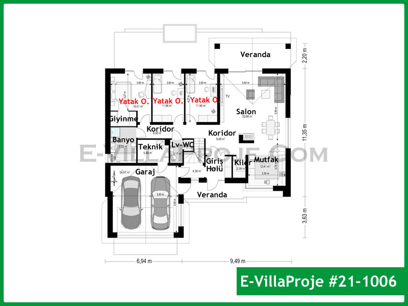 Ev Villa Proje #21 - 1006 Çelik Ev Projesi - Görsel 2