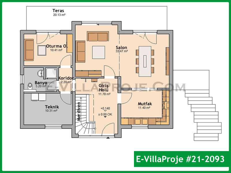 Ev Villa Proje #21 - 2093 Çelik Ev Projesi - Görsel 2