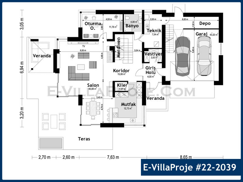 Ev Villa Proje #22 - 2039 Çelik Ev Projesi - Görsel 2