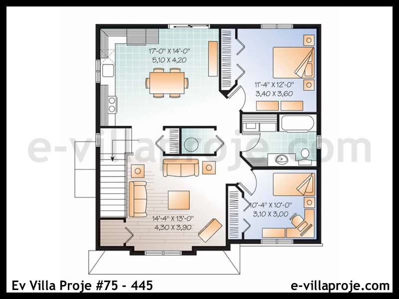 Ev Villa Proje #75 - 445 Çelik Ev Projesi - Görsel 3