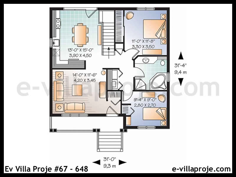 Ev Villa Proje #67 - 648 Çelik Ev Projesi - Görsel 2