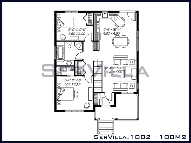 100 m2 Çelik Konstrüksiyon Villa Modeli 2