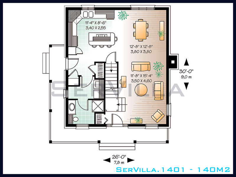140 m2 Çelik Konstrüksiyon Villa Modeli 1