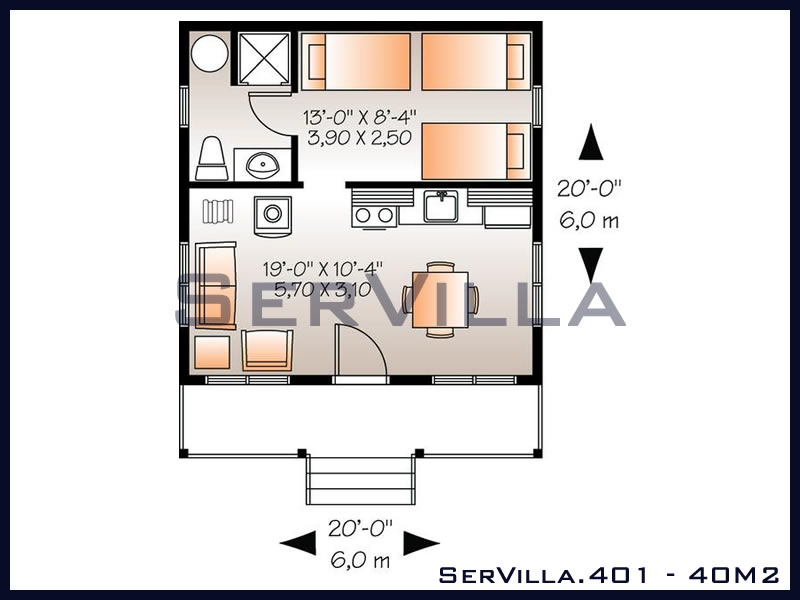 40 m2 Çelik Konstrüksiyon Villa Modeli 1