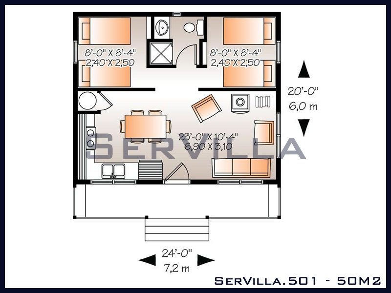 50 m2 Çelik Konstrüksiyon Villa Modeli 1