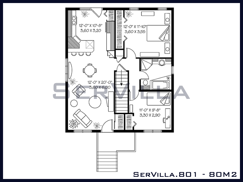 80 m2 Çelik Konstrüksiyon Villa Modeli 1