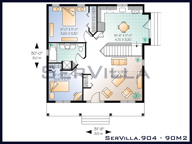 90 m2 Çelik Konstrüksiyon Villa Modeli 4